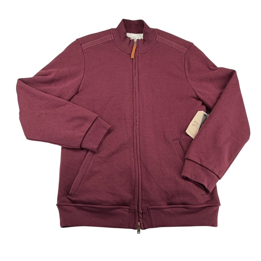 Frye and Co Sherpa Lined Bomber Full Zip Jacket Mens LT Large Tall Burgundy